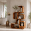 Geometric Bookcase – Solid Wood Display Shelf for Modern Home