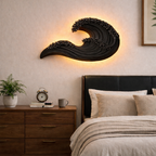 Wave-Inspired Solid Wood Wall Lamp – Artistic Ambient Lighting