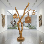 Tree Branch Floor Lamp – Solid Wood Standing Light for Living Room Decor