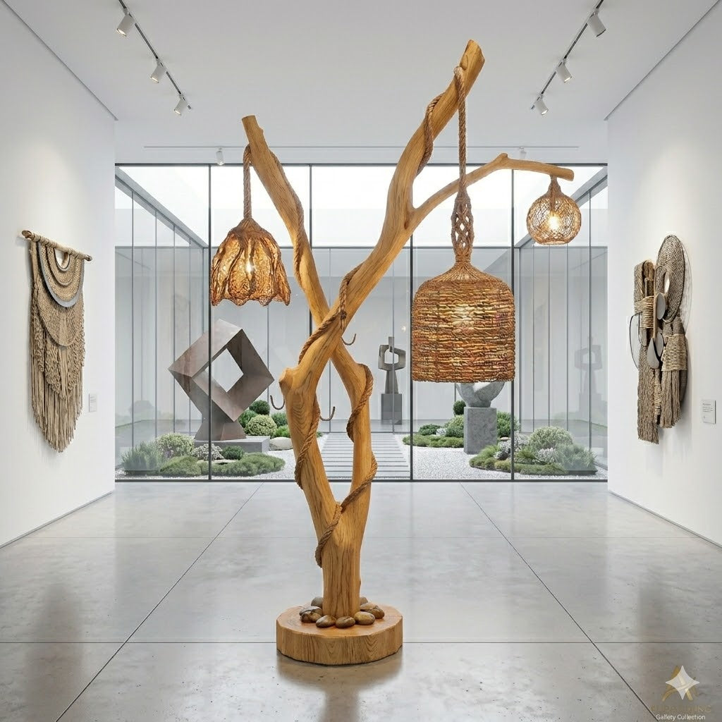 Tree Branch Floor Lamp – Solid Wood Standing Light for Living Room Decor