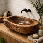 Petrified Wood Vessel Sink – Natural Fossil Wood Bathroom Vanity Bowl