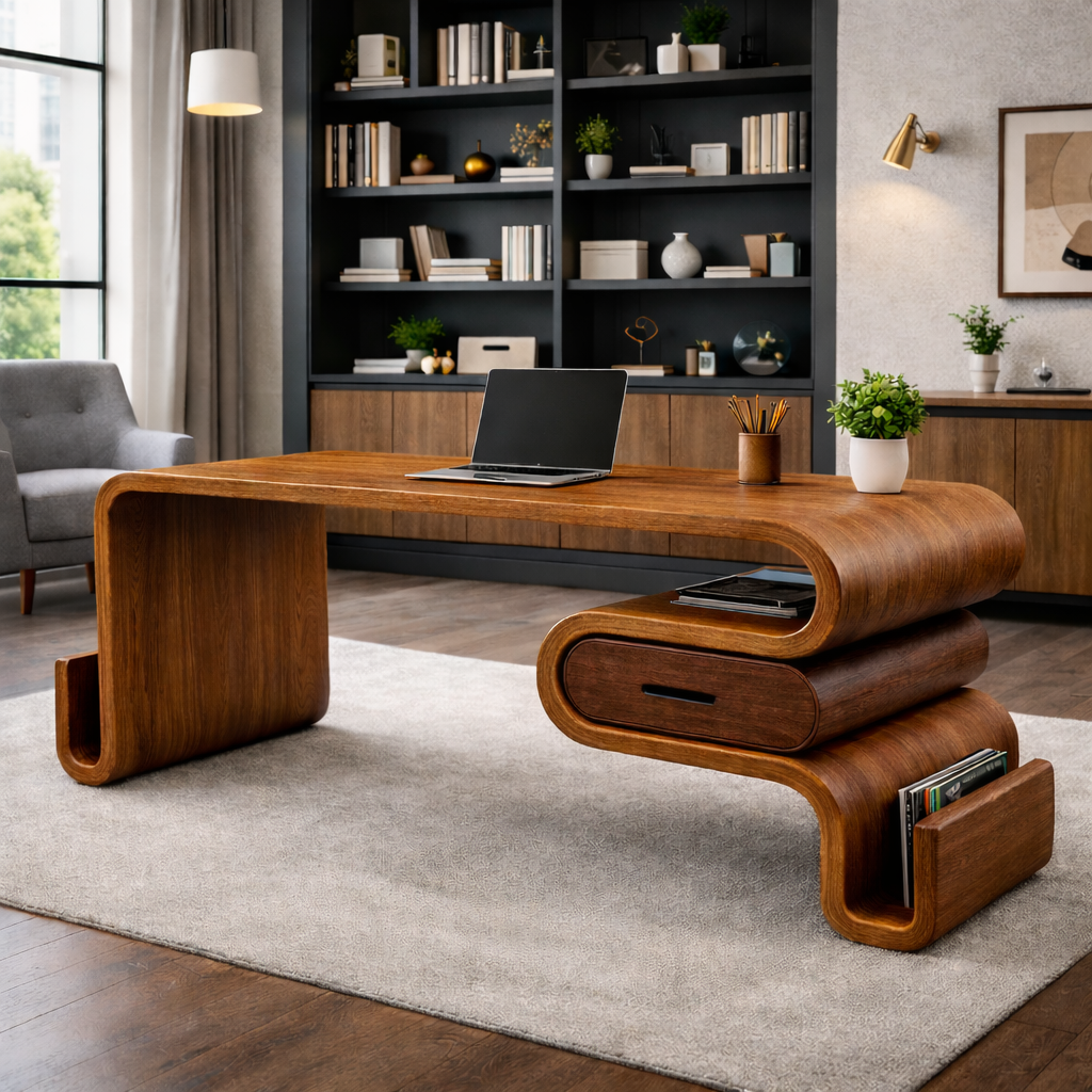 Sculptural Console Table – Handmade Solid Wood Table for Modern Storage