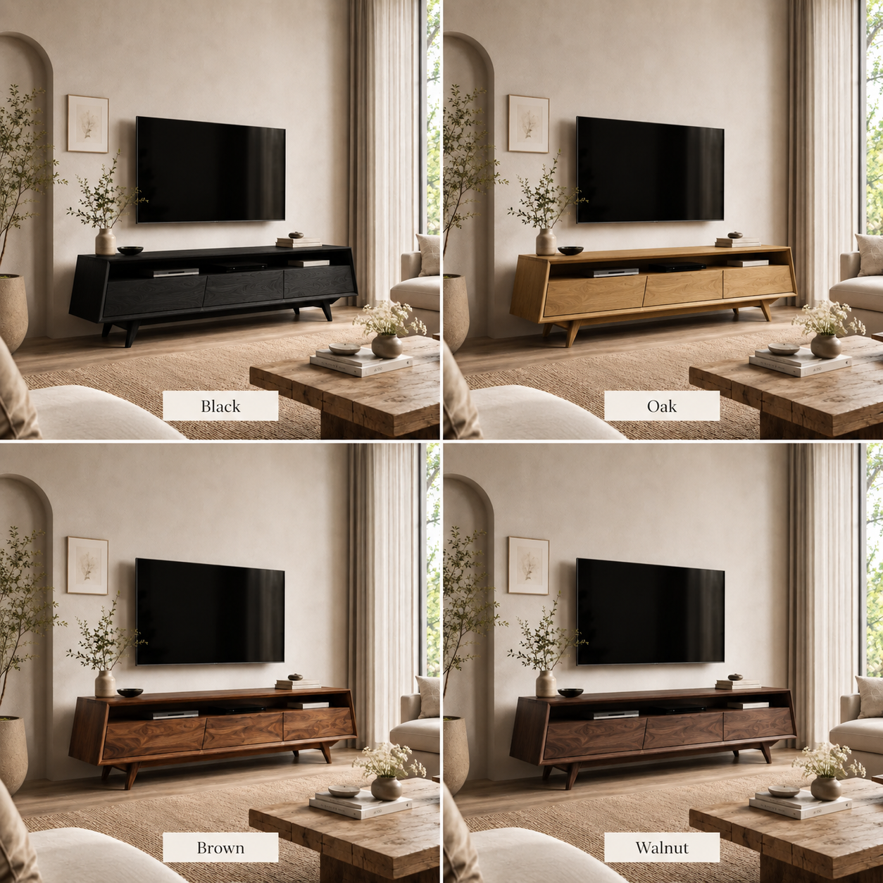 TV Stand – Solid Wood Media Console for Living Room