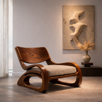 Sculptural Accent Chair – Solid Wood Lounge Chair for Living Room