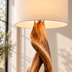 Twisted Spiral Wood Floor Lamp