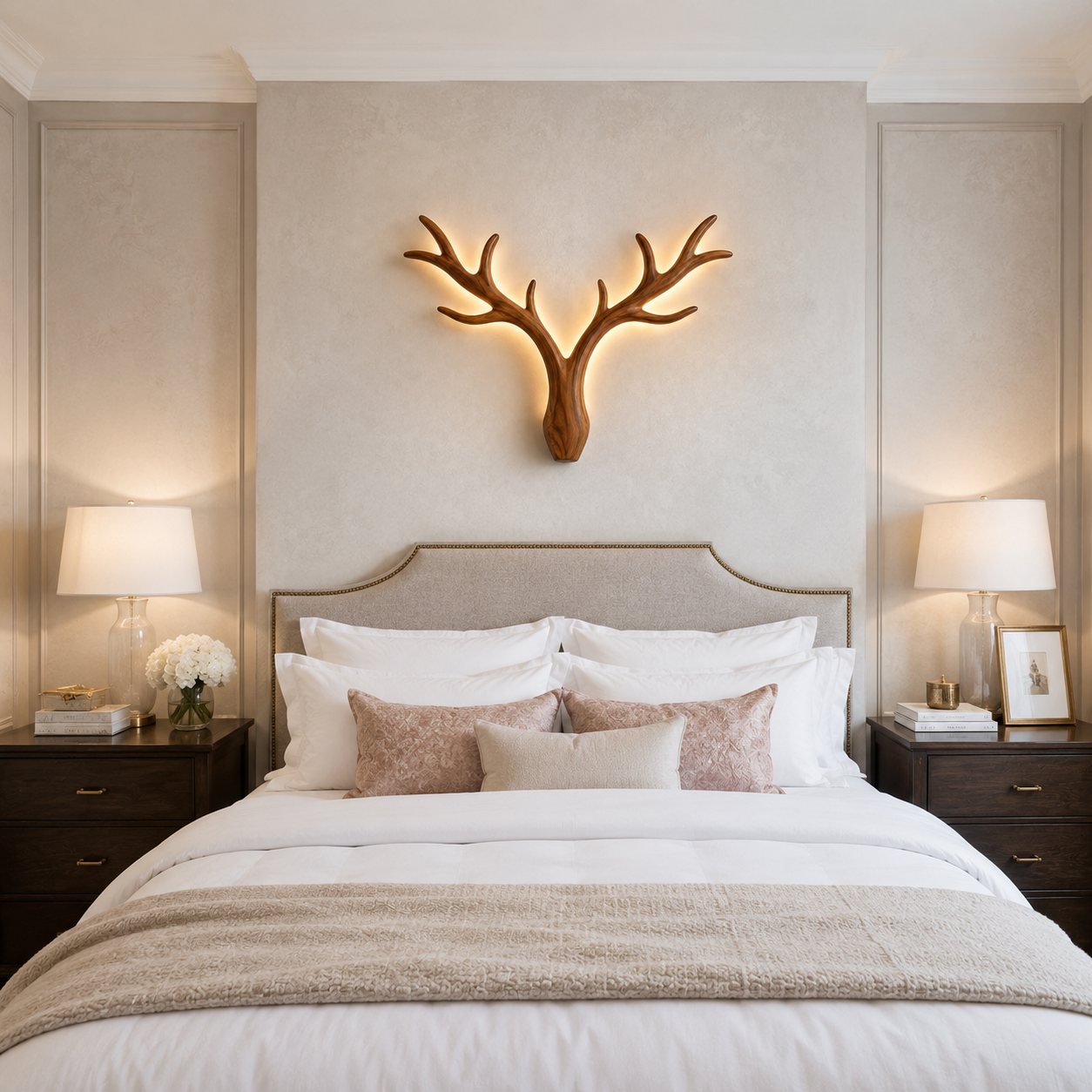 Black Tree Branch Wall Art – Solid Wood Backlit Wall Decor for Bedroom Decor