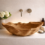 Handcrafted Wooden Wave Sink - Natural Organic Bathroom Basin
