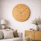 Handcrafted Solid Wood Wall Clock – Natural Grain Round Design