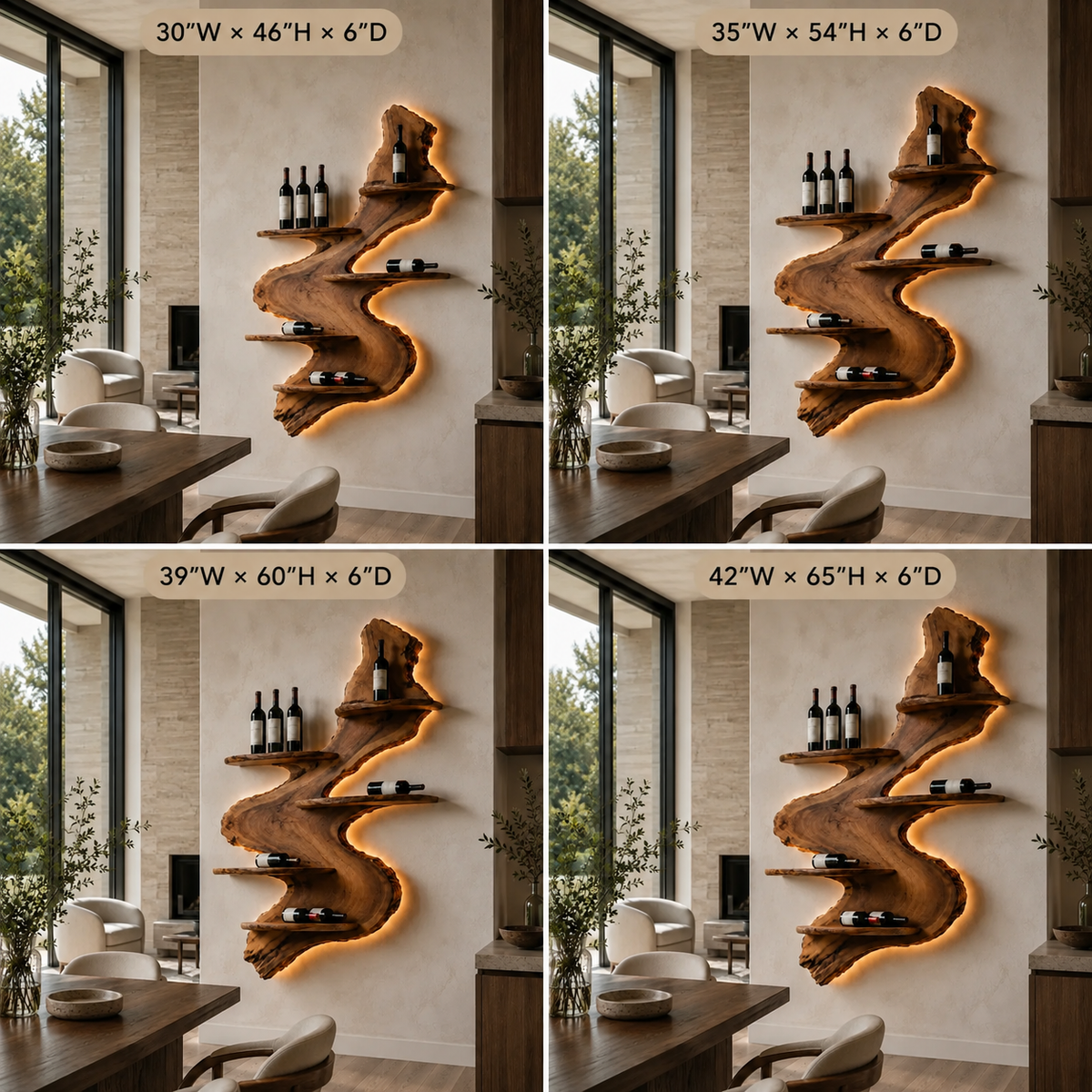 Wall-Mounted Wine Rack – Sculptural Solid Wood Bottle Holder