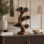 Tree Branch Wood Wine Rack – Solid Wood Bottle Display Stand for Home Bar Decor