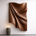 Hand-Carved Draped Wood Wall Art – Organic Modern Sculpture Panel
