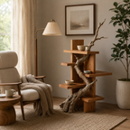 Branch Wood Display Shelf – Solid Wood Standing Shelf with Natural Driftwood Accent