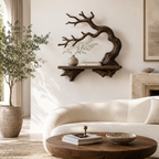 Branch Wood Wall Shelf – Solid Wood Floating Display Shelf with Natural Tree Branch Design