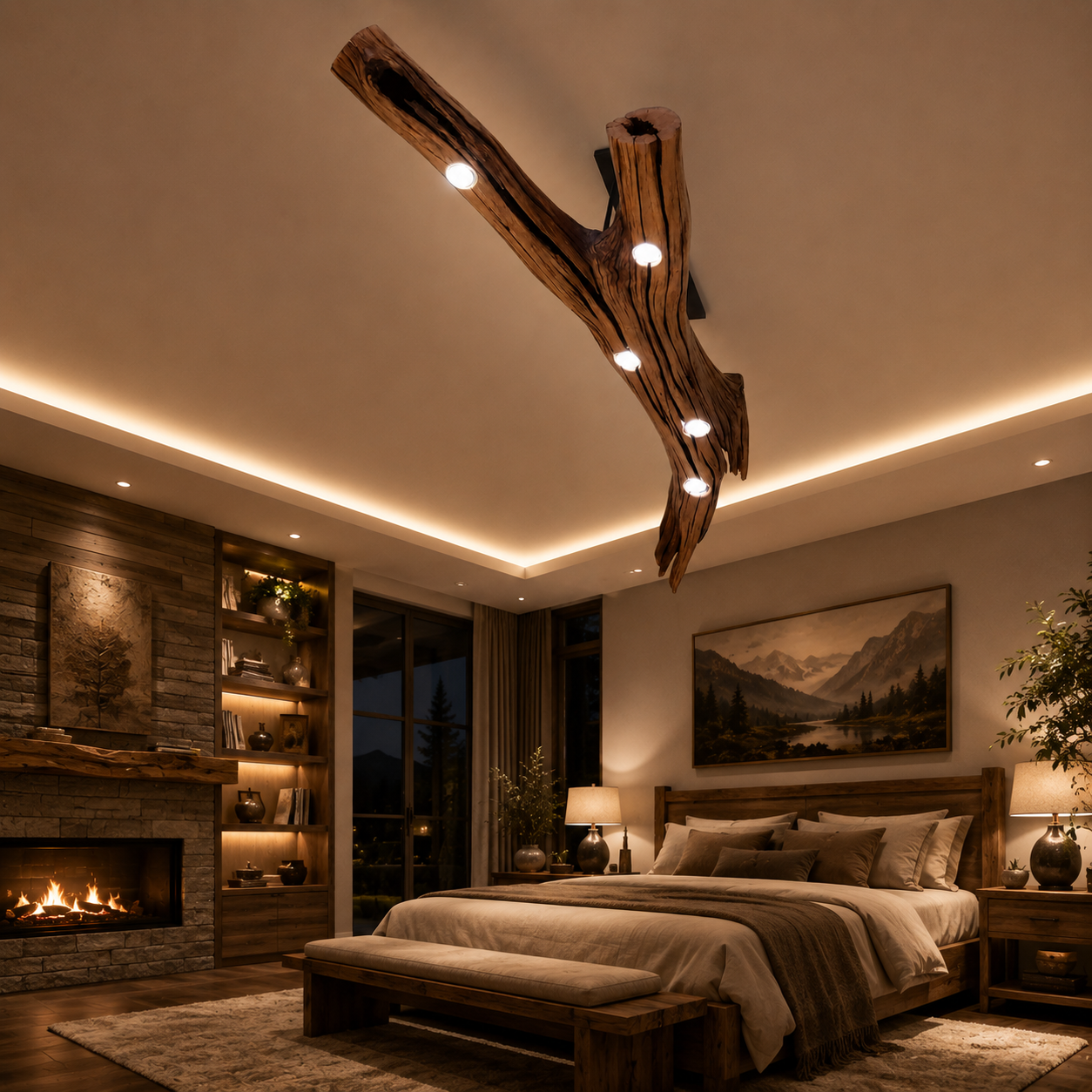 Tree Branch Ceiling Light – Solid Wood Pendant Light for Modern Home