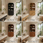 Rounded Wood Bathroom Cabinet – Solid Wood Wall Mounted Storage Cabinet for Bathroom Decor