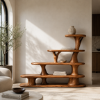 Sculptural Tiered Wood Display Shelf