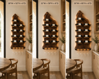 Wall-Mounted Wine Rack – Solid Wood Bottle Holder with Glass Storage