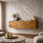 Modern Floating Wooden TV Console – Wall Mounted Media Cabinet