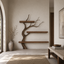 Tree Branch Wood Bookshelf – Solid Wood Wall Shelf with Natural Branch Design