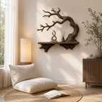 Branch Wood Wall Shelf – Solid Wood Floating Display Shelf with Natural Tree Branch Design