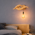 Wave-Inspired Solid Wood Wall Light – Sculptural Design