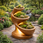 Spiral Plant Stand – Handcrafted Wooden Stand for Outdoor Garden