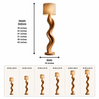 Sculptural Wood Floor Lamp – Solid Wood Standing Lamp with Fabric Shade for Living Room Decor