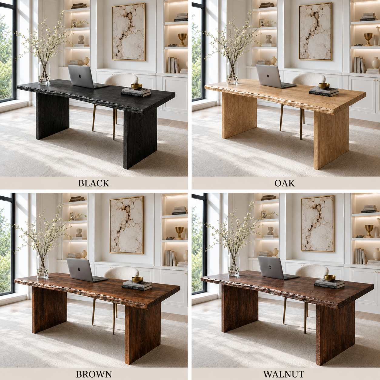 Live Edge Wood Desk – Solid Wood Office Table with Natural Edge for Home Office Decor