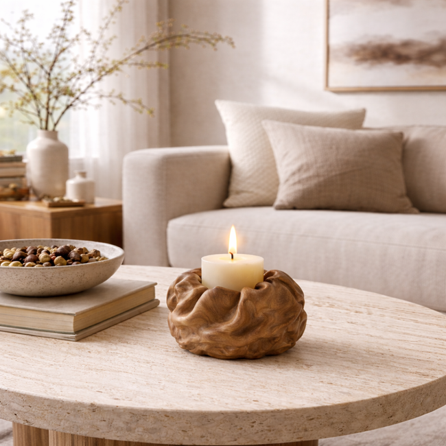 Wooden Drip Candle Holder – Handcrafted Natural Candle Stand Design Main Image