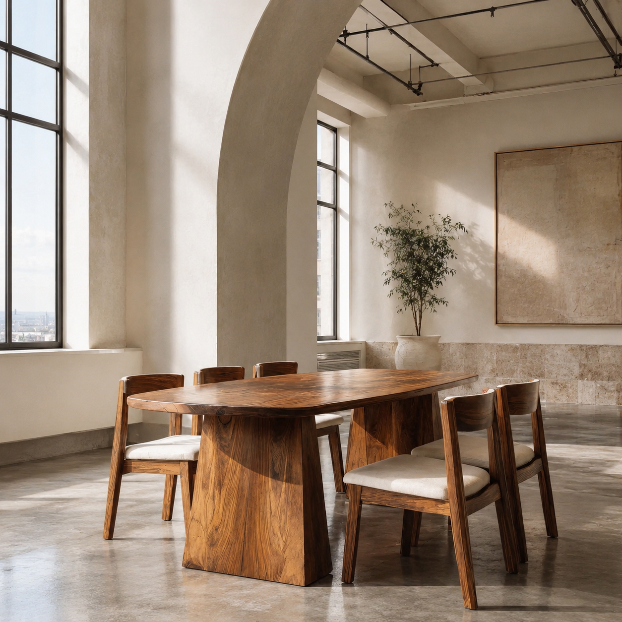 Oval Wood Dining Table Set – Solid Wood Dining Room Table with Chairs for Modern Organic Decor