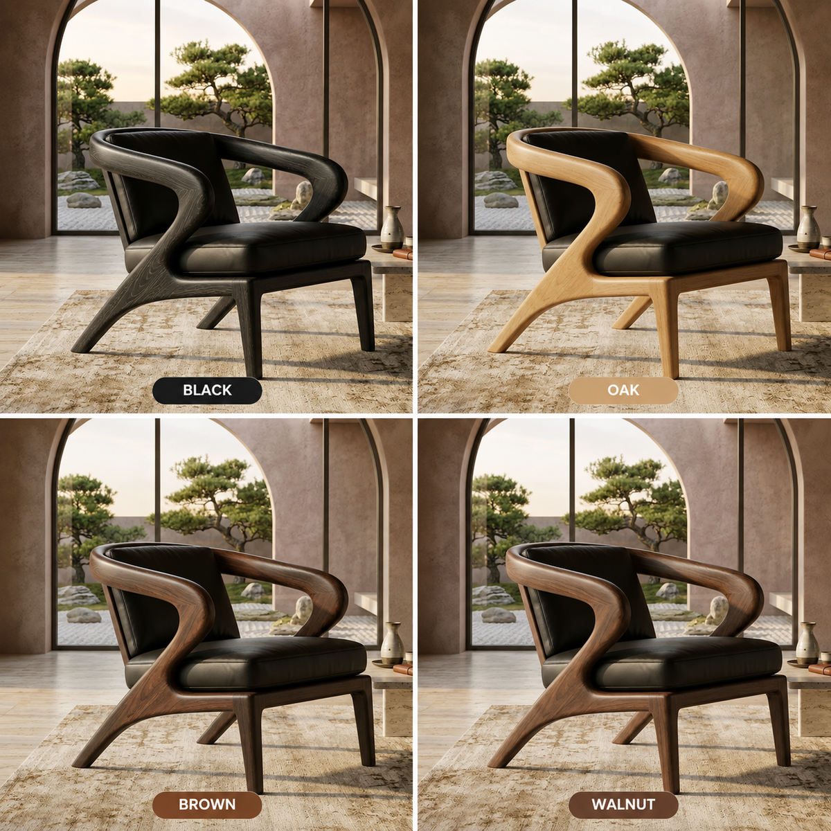 Sculptural Accent Chair – Solid Wood Lounge Chair