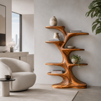 Tree Branch Wood Bookshelf – Solid Wood Display Shelf for Living Room Decor