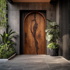 Solid Wood Entry Door – Handcrafted Natural Wooden Door Design