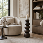Stacked Wood Candle Holder – Solid Wood Sculptural Candle Stand for Living Room Decor