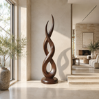 Twisted Wood Sculpture – Sculptural Solid Wood Art for Modern Home