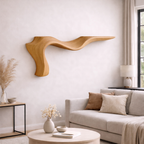Sculptural Wooden Floating Wall Shelf – Organic Modern Décor