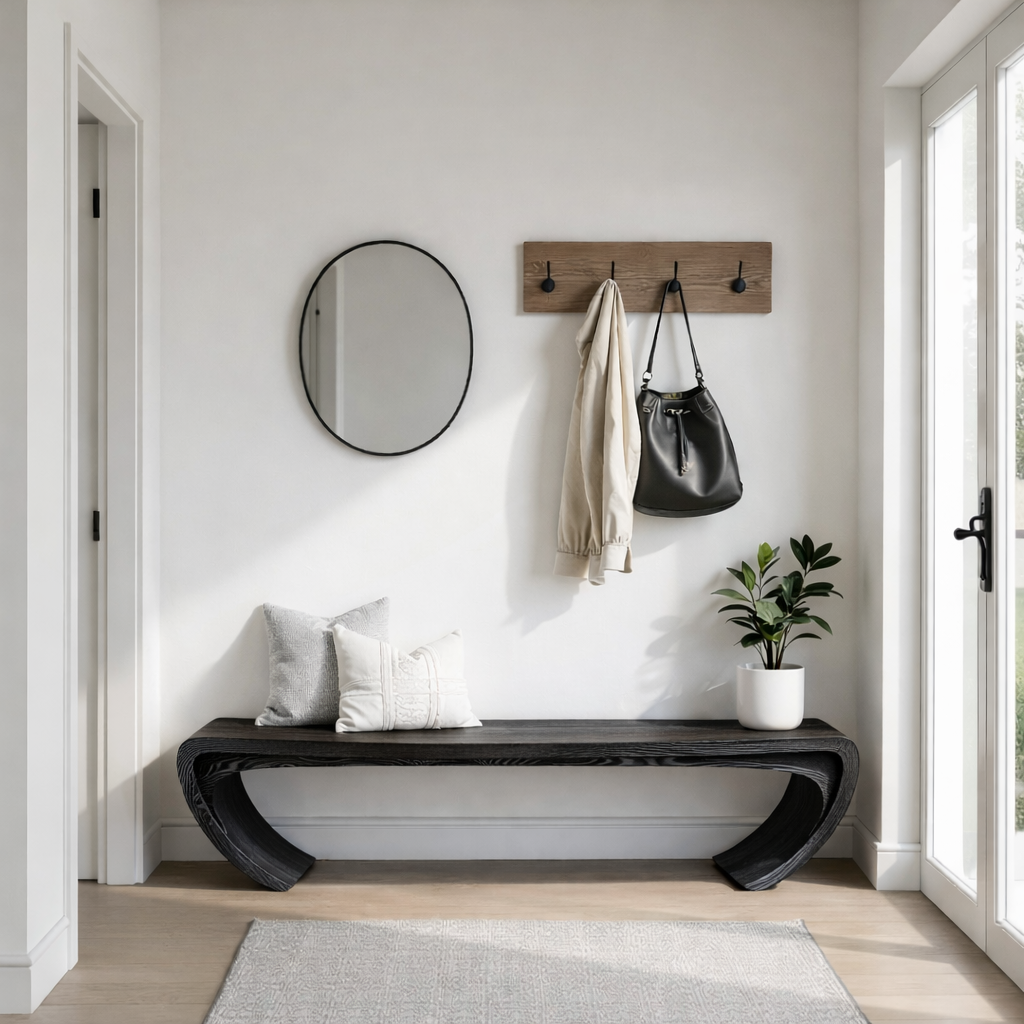 Modern Organic Wooden Bench – Sculptural Wood Furniture for Living Spaces