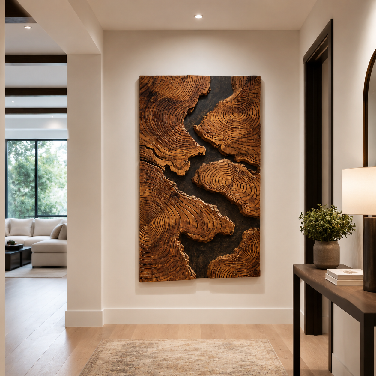 Tree Ring Wood Wall Art – Solid Wood Carved Wall Decor for Living Room Decor