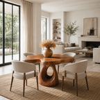 Sculptural Dining Table – Solid Wood Round Table for Dining Room