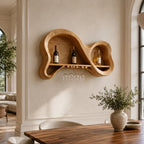 Wall-Mounted Wine Rack – Solid Wood Bottle Holder with Glass Storage