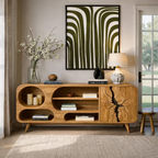 Solid Wood TV Stand – Modern Natural Media Console