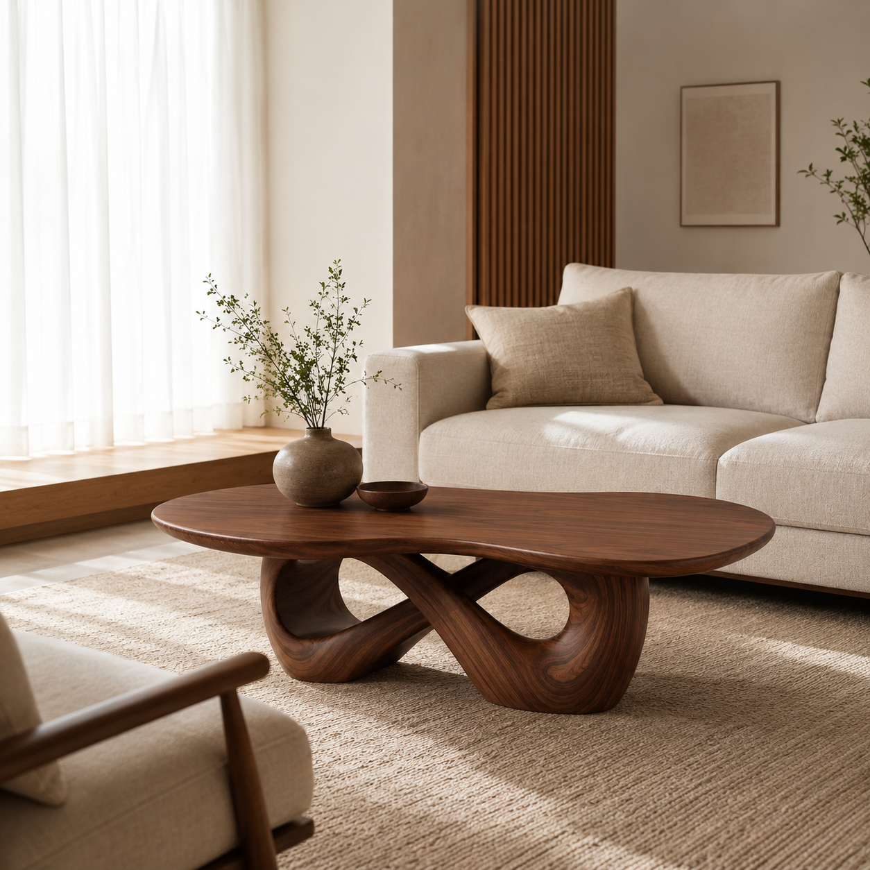 Infinity Loop Sculptural Wood Coffee Table
