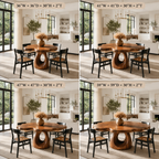 Sculptural Dining Table – Solid Wood Round Table for Dining Room