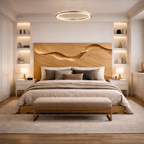 Sculptural Wooden Bed – Modern Bed with Statement Headboard