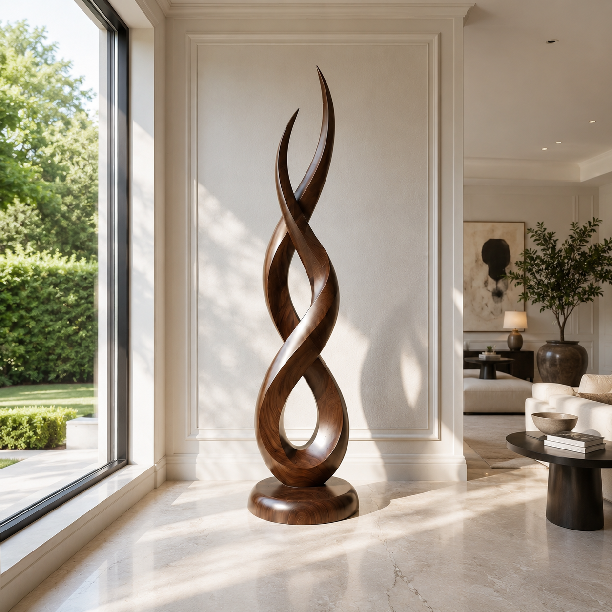 Twisted Wood Sculpture – Sculptural Solid Wood Art for Modern Home