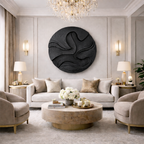 Hand-Carved Solid Wood Wall Art Panel – Organic Round Sculpture