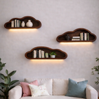 Solid Wood Sculptural Cloud Floating Shelves – Wall Display