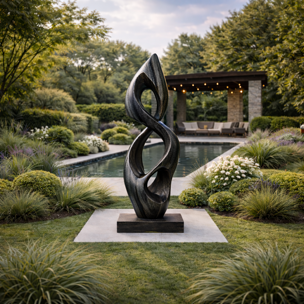 Wooden Outdoor Sculpture – Modern Natural Art Decor
