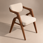 Sculptural Walnut Wood Upholstered Armchair