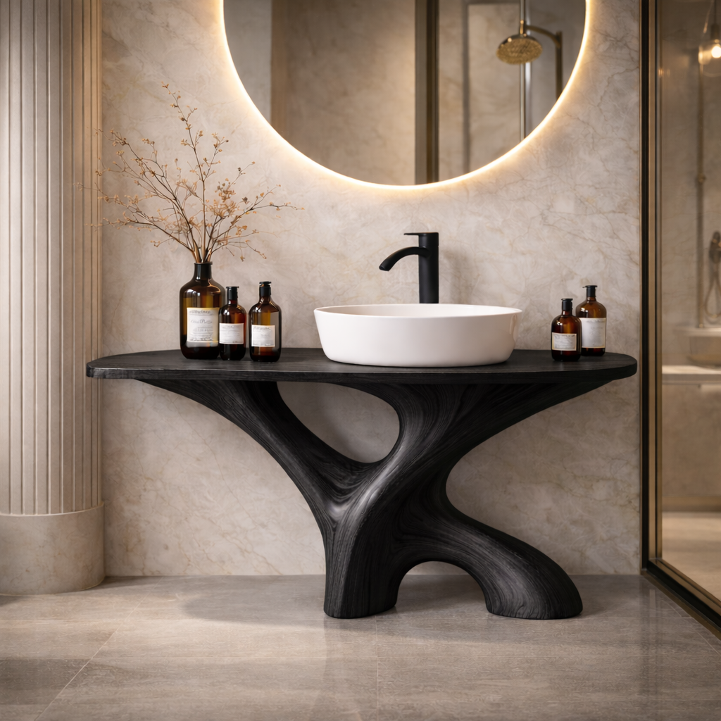 Tree Trunk Bathroom Vanity – Solid Wood Vanity with Countertop for Bathroom Decor
